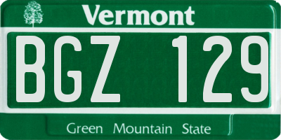VT license plate BGZ129