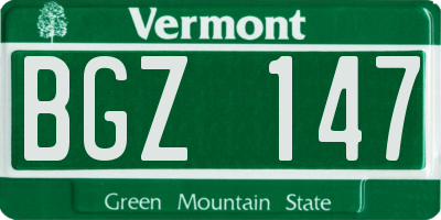 VT license plate BGZ147