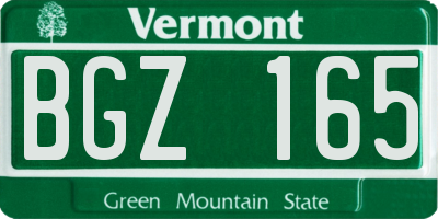 VT license plate BGZ165