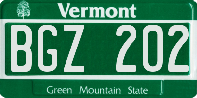 VT license plate BGZ202