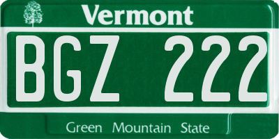 VT license plate BGZ222