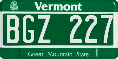 VT license plate BGZ227