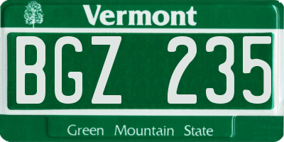 VT license plate BGZ235