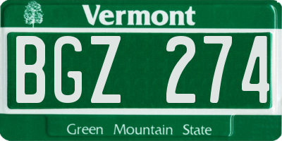 VT license plate BGZ274
