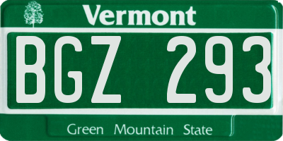 VT license plate BGZ293