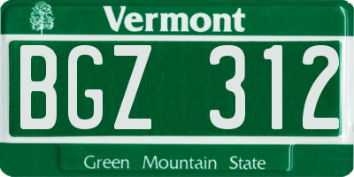 VT license plate BGZ312