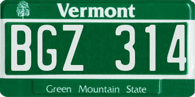 VT license plate BGZ314