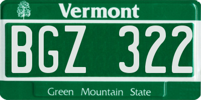 VT license plate BGZ322