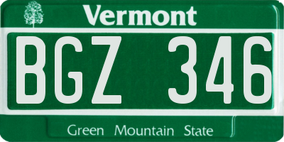 VT license plate BGZ346