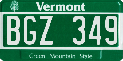 VT license plate BGZ349