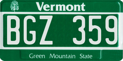 VT license plate BGZ359