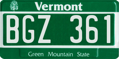 VT license plate BGZ361