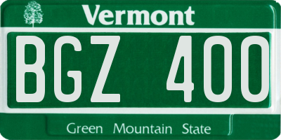 VT license plate BGZ400