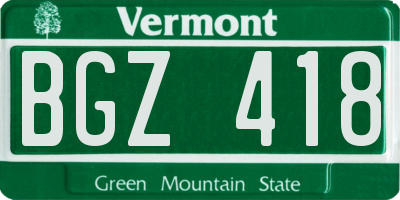 VT license plate BGZ418