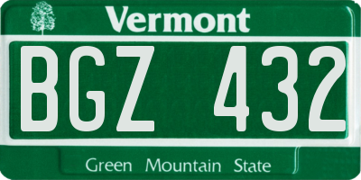 VT license plate BGZ432