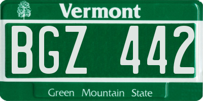 VT license plate BGZ442
