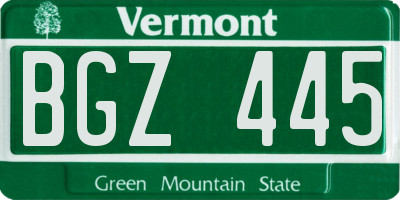 VT license plate BGZ445