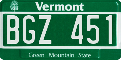 VT license plate BGZ451