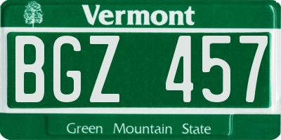 VT license plate BGZ457