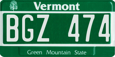VT license plate BGZ474