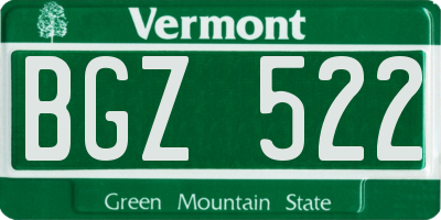 VT license plate BGZ522
