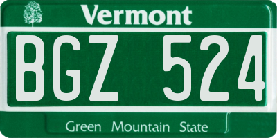 VT license plate BGZ524