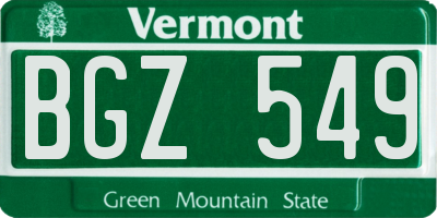 VT license plate BGZ549