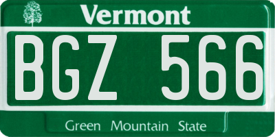 VT license plate BGZ566
