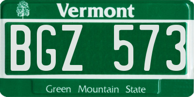 VT license plate BGZ573
