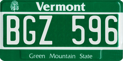 VT license plate BGZ596