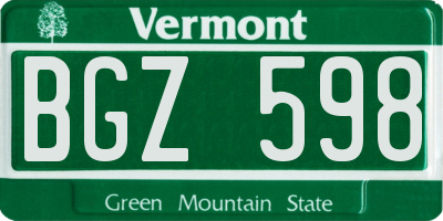 VT license plate BGZ598