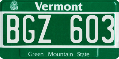 VT license plate BGZ603