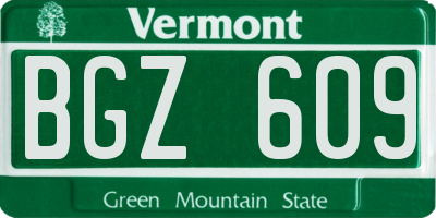 VT license plate BGZ609