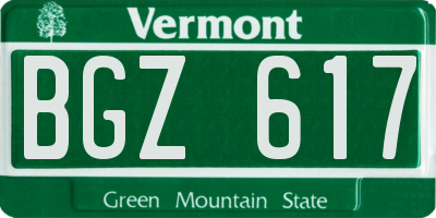VT license plate BGZ617