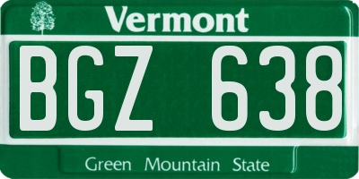 VT license plate BGZ638