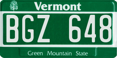 VT license plate BGZ648