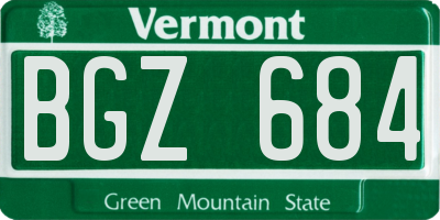 VT license plate BGZ684