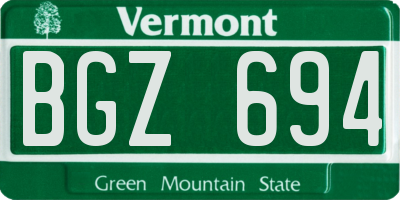 VT license plate BGZ694