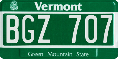 VT license plate BGZ707