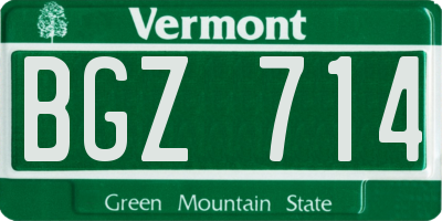 VT license plate BGZ714