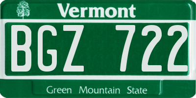 VT license plate BGZ722