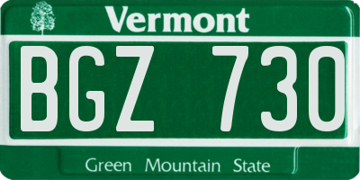 VT license plate BGZ730