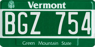 VT license plate BGZ754