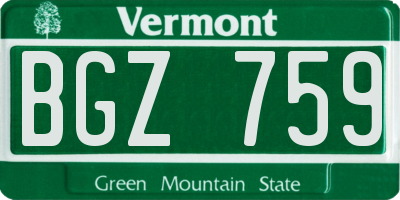 VT license plate BGZ759