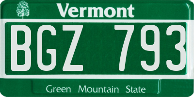 VT license plate BGZ793