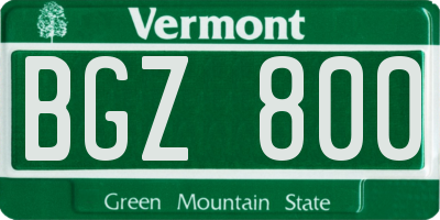 VT license plate BGZ800