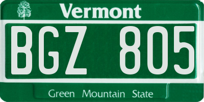 VT license plate BGZ805