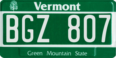 VT license plate BGZ807