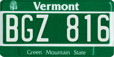 VT license plate BGZ816
