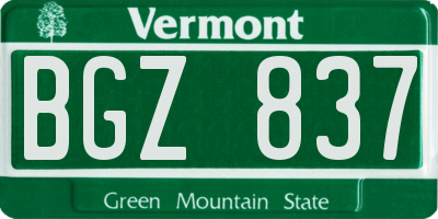 VT license plate BGZ837